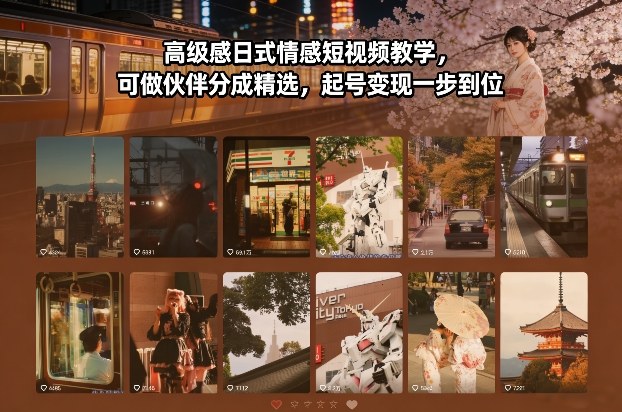 高级感日式情感短视频教学，可做伙伴分成精选，起号变现一步到位-易工具