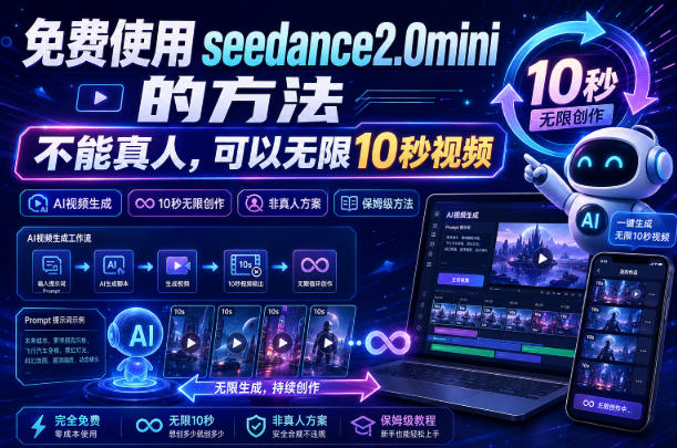 免费使用seedance2.0mini的方法，不能真人，可以无限10秒视频，9图+3音频参考-易工具
