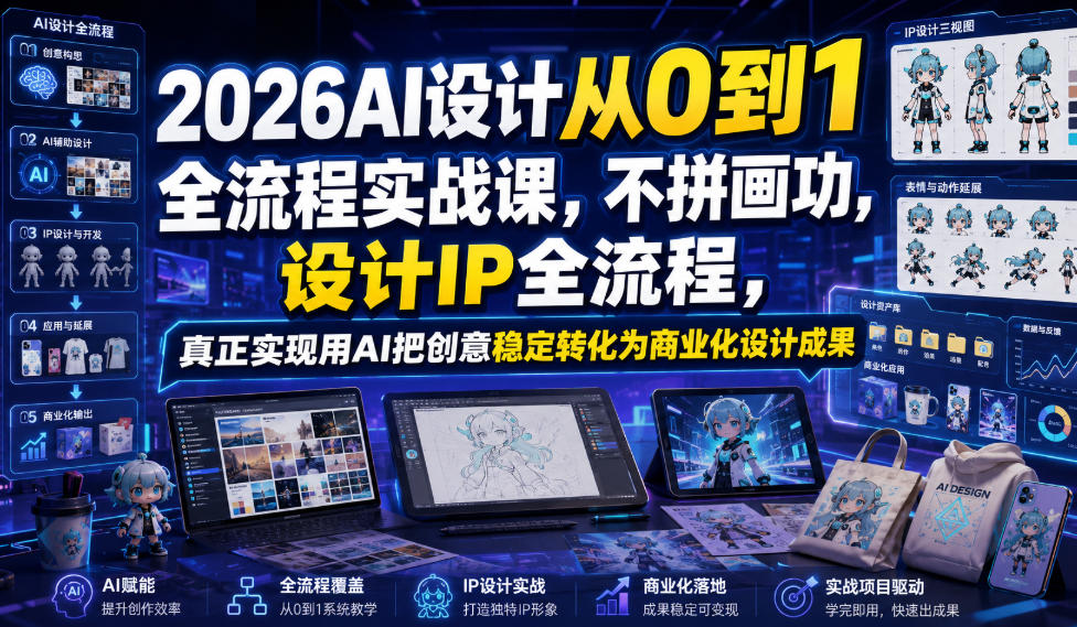 2026AI设计从0到1全流程实战课,不拼画功,设计IP全流程,真正实现用AI把创意稳定转化为商业化设计成果-易工具