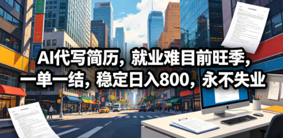 AI代写简历,就业难目前旺季,一单一结,稳定日入800,永不失业-易工具