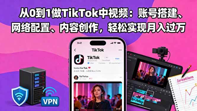 (16461期)从0到1做TikTok中视频:账号搭建、网络配置、内容创作,轻松实现月入过万-易工具