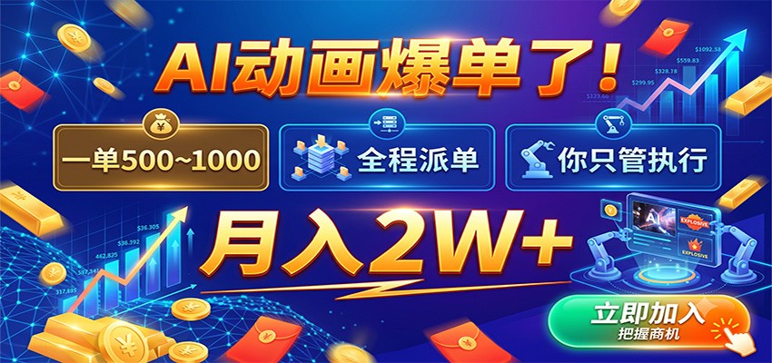 AI动画爆单了!一单500~1000,全程派单,你只管执行,月入2W+ AI动画爆单了!一单500~1000,全程派单,你只管执行,月入2W+