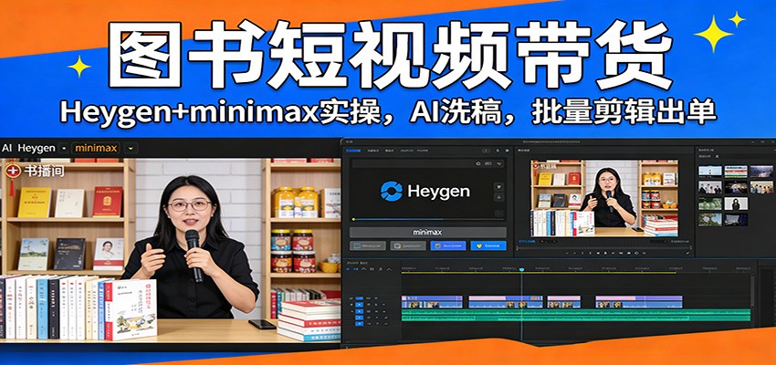图书短视频带货:Heygen+minimax实操,AI洗稿 ,批量剪辑出单-易工具