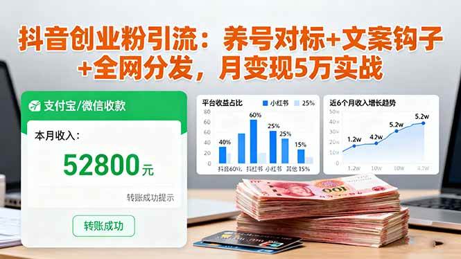 图片[1]-（16338期）抖音创业粉引流：养号对标+文案钩子+全网分发，月变现5万实战-易工具