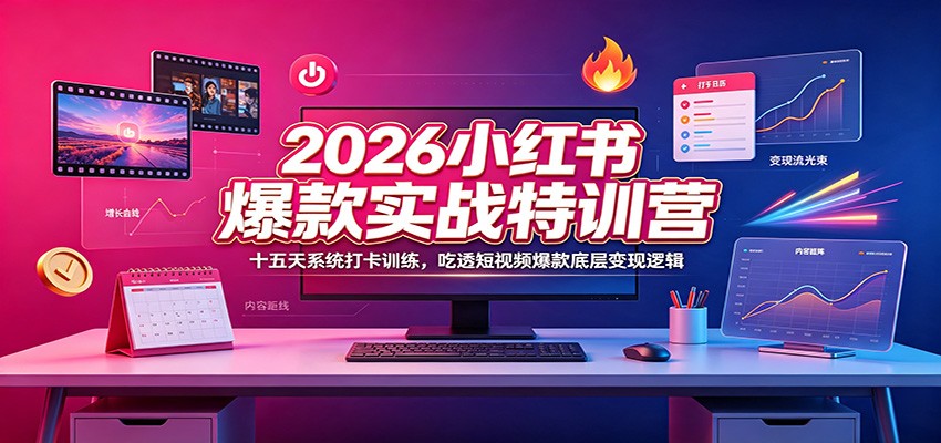 2026小红书爆款实战特训营:十五天系统打卡训练,吃透短视频爆款底层变现逻辑-易工具