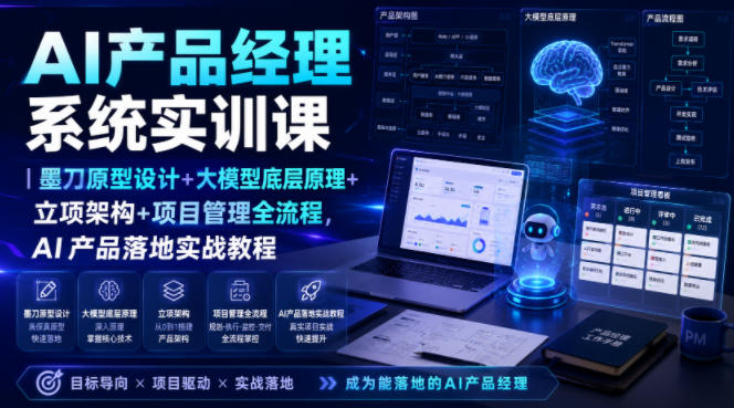 AI产品经理系统实训课|墨刀原型设计+大模型底层原理+立项架构+项目管理全流程,AI产品落地实战教程-易工具