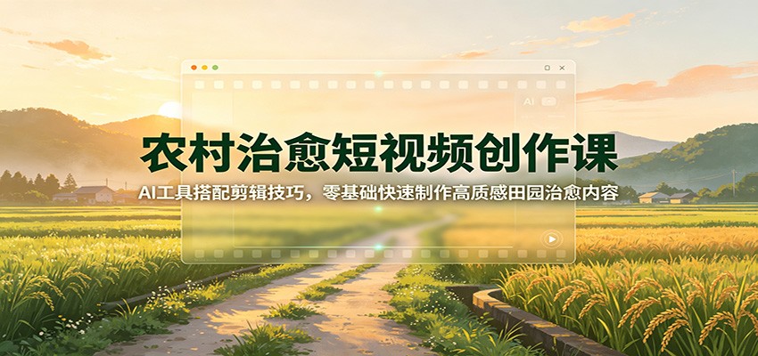 农村治愈短视频创作课：AI工具搭配剪辑技巧，零基础快速制作高质感田园治愈内容-易工具