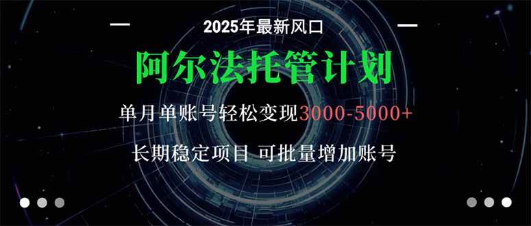 图片[1]-（16360期）阿尔法托管计划 单账号月入3000-5000，长期稳定项目，新手小白轻松上手。-易工具