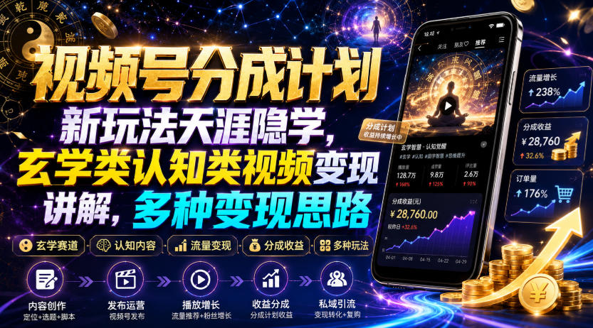 视频号分成计划新玩法天涯隐学,玄学类认知类视频变现讲解,多种变现思路-易工具