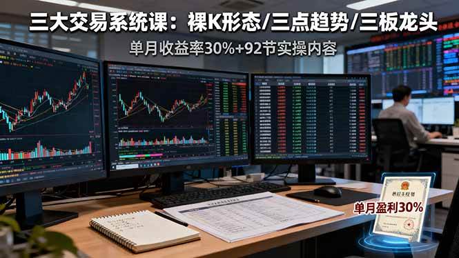 图片[1]-（16269期）三大交易系统课：裸K形态/三点趋势/三板体系，单月收益率30%+92节实操内容-易工具