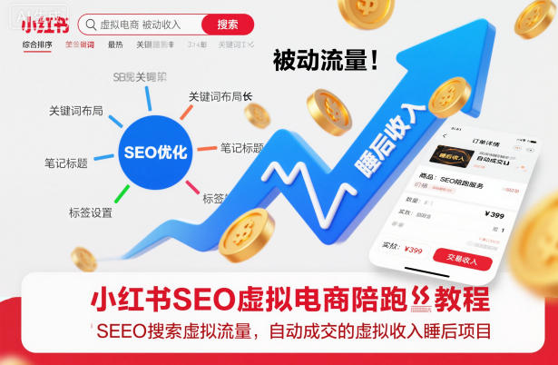 小红书SEO虚拟电商陪跑教程，实现seo搜索被动流量，自动成交的被动收入睡后项目-易工具