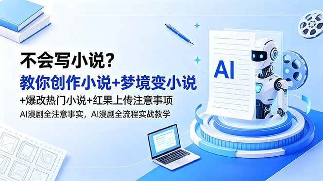 (18801期)不会写小说?教你创作小说+梦境变小说+爆改热门小说+红果上传注意事项,AI漫剧全流程实战教学-易工具