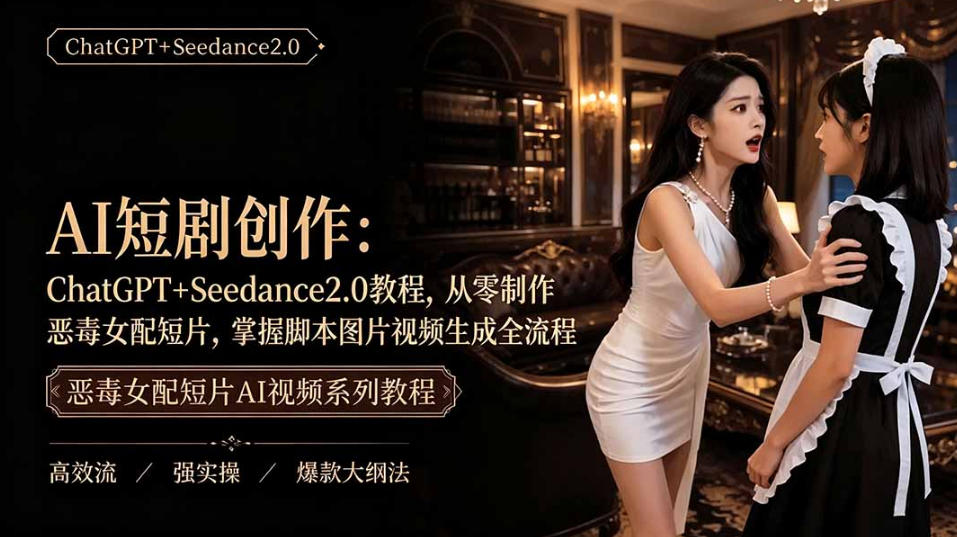 AI短剧从零创作实战课|ChatGPT脚本撰写+Seedance2.0视频生成,恶毒女配短剧全流程教程-易工具