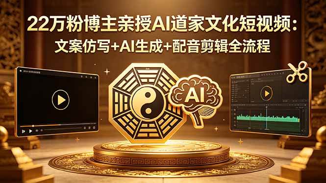 (18580期)22万粉博主亲授AI道家文化短视频:文案仿写+AI生成+配音剪辑全流程-易工具