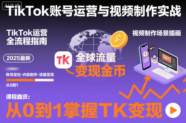2025最新TikTok账号运营与视频制作实战全流程,从0到1掌握TK变现(含11月最新TK搬运技术)-易工具