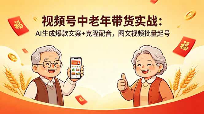 (18396期)视频号中老年带货实战:AI生成爆款文案+克隆配音,图文视频批量起号-易工具