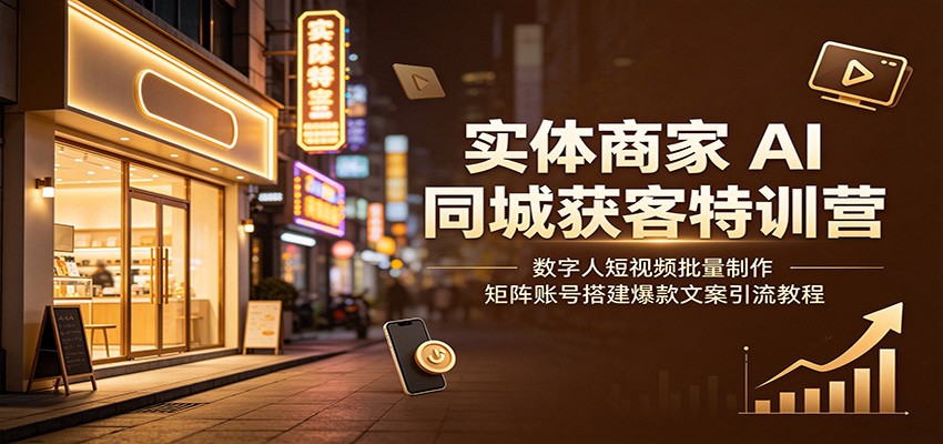实体商家AI同城获客特训营:数字人短视频批量制作,矩阵账号搭建爆款文案引流教程-易工具