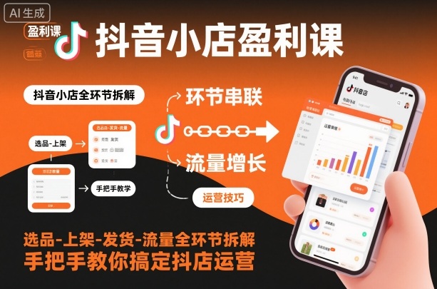 抖音小店盈利课-选品-上架-发货-流量全环节拆解，手把手教你搞定抖店运营-易工具