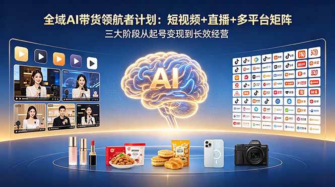 (18593期)全域AI带货领航者计划:短视频+直播+多平台矩阵,三大阶段从起号变现到长效经营-易工具