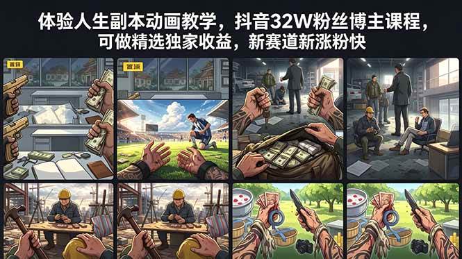(18826期)体验人生副本动画教学, 抖音32W粉丝博主课程,可做精选独家收益,新赛道新涨粉快-易工具