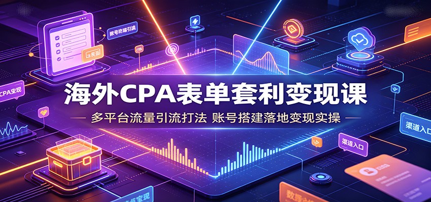海外CPA表单套利变现课:多平台流量引流打法,账号搭建落地变现实操 海外CPA表单套利变现课:多平台流量引流打法,账号搭建落地变现实操