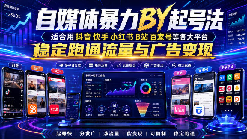 自媒体暴力搬运起号法,适合用抖音快手小红书B站百家号等各大平台,稳定跑通流量与广告变现-易工具