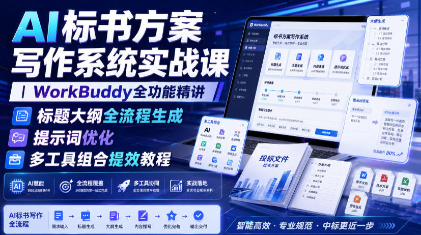 AI标书方案写作系统实战课|WorkBuddy全功能精讲・标题大纲全流程生成・提示词优化・多工具组合提效教程-易工具