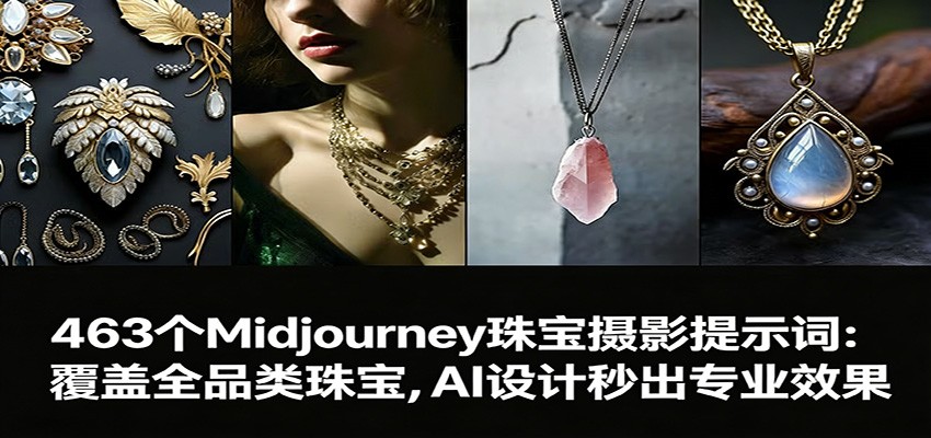 463个Midjourney珠宝摄影提示词：覆盖全品类珠宝，AI设计秒出专业效果-易工具
