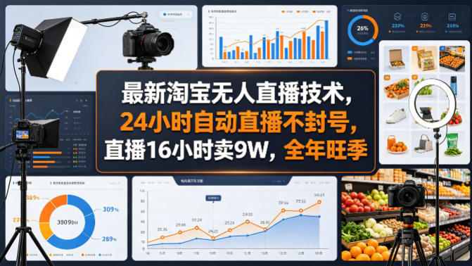 最新淘宝无人直播技术，24小时自动直播不封号，直播16小时卖9W，全年旺季【揭秘】-易工具