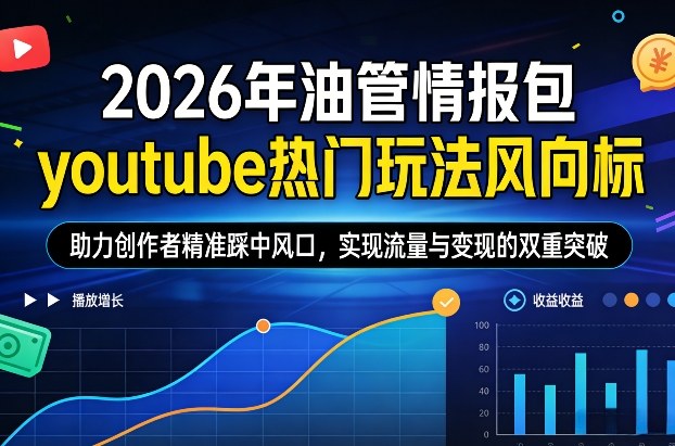 2026年油管情报包,youtube热门玩法风向标,助力创作者精准踩中风口,实现流量与变现的双重突破(更新) 2026年油管情报包,youtube热门玩法风向标,助力创作者精准踩中风口,实现流量与变现的双重突破(更新)