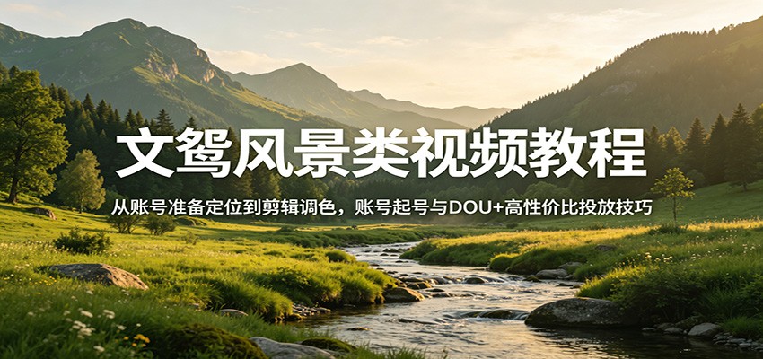 文鸳风景类视频教程：从账号准备定位到剪辑调色，账号起号与DOU+高性价比投放技巧-易工具