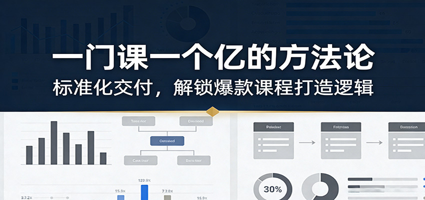 一门课一个亿的方法论:标准化交付,解锁爆款课程打造逻辑-易工具