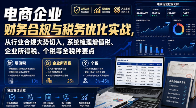 电商企业财务合规与税务优化实战，从行业合规大势切入，系统梳理增值税、企业所得税、个税等全税种要点-易工具