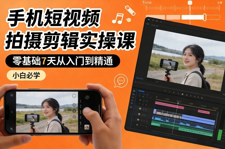 手机短视频拍摄剪辑实操课，零基础7天从入门到精通，小白必学-易工具