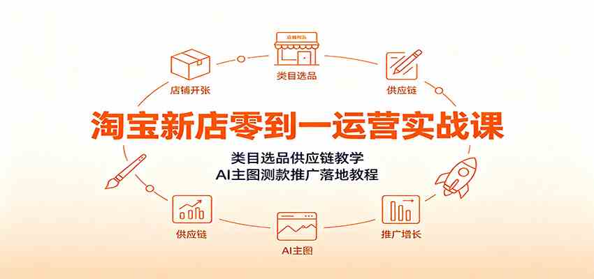 淘宝新店零到一运营实战课:类目选品供应链教学,AI主图测款推广落地教程-易工具