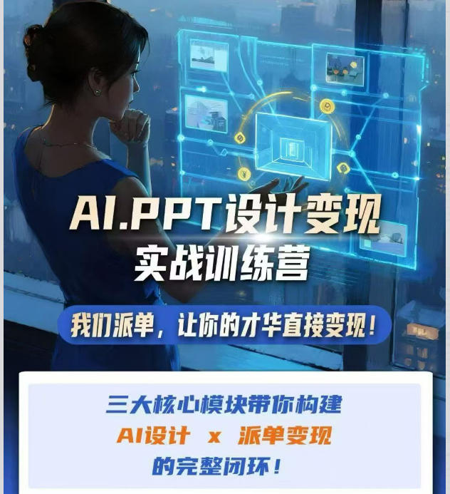 AI+PPT设计变现实战训练营，我们派单，让你的才华直接变现，三大核心模块带你构建Al设计x派单变现的完整闭环-易工具