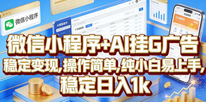 微信小程序+AI挂G广告,稳定变现,操作简单,纯小白易上手,稳定日入1k【揭秘】-易工具