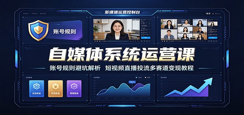 自媒体系统运营课:账号规则避坑解析,短视频直播投流多赛道变现教程-易工具