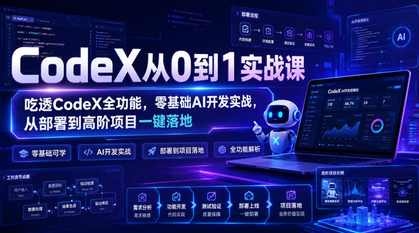 CodeX从0到1实战课，吃透CodeX全功能，零基础AI开发实战，从部署到高阶项目一键落地-易工具