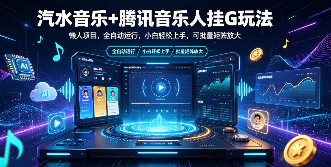汽水音乐+腾讯音乐人挂G玩法,懒人项目,全自动运行,小白轻松上手,可批量矩阵放大【揭秘】 汽水音乐+腾讯音乐人挂G玩法,懒人项目,全自动运行,小白轻松上手,可批量矩阵放大【揭秘】