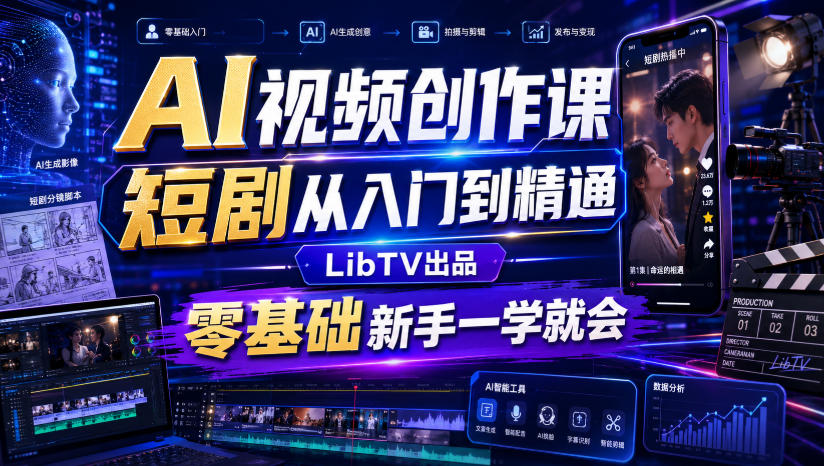 AI视频创作课,短剧从入门到精通,LibTV出品,零基础新手一学就会-易工具