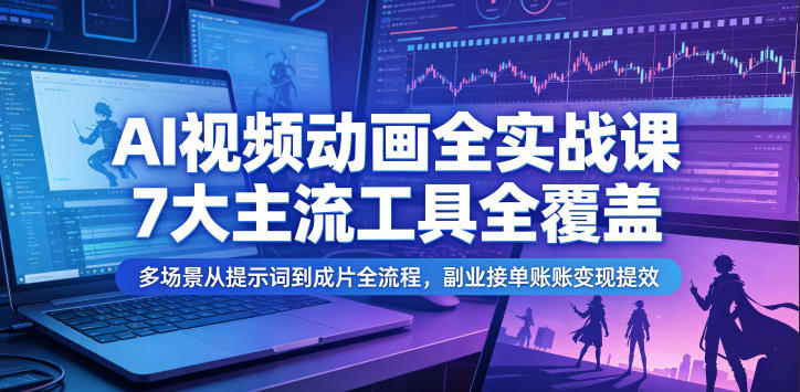 AI视频动画全实战课，7大主流工具全覆盖，多场景从提示词到成片全流程，副业接单账号变现提效-易工具