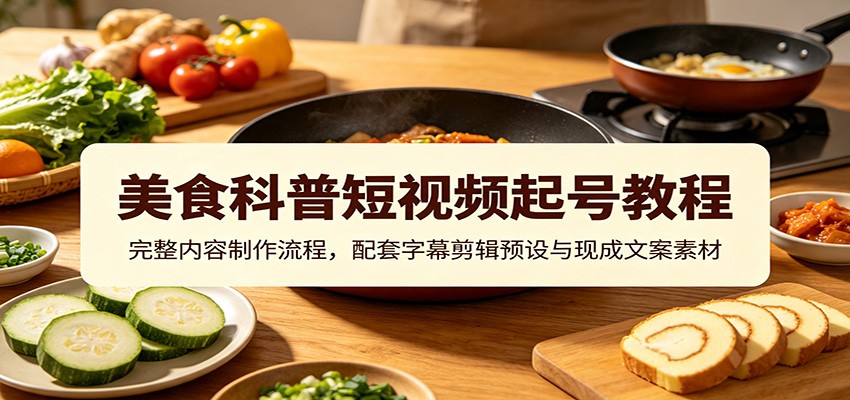 美食科普短视频起号教程:完整内容制作流程,配套字幕剪辑预设与现成文案素材-易工具