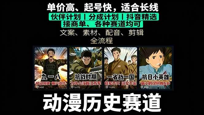 图片[1]-（16048期）历史动漫赛道撸分成：起号、文案、素材、配音、剪辑，单视频收益破万-易工具