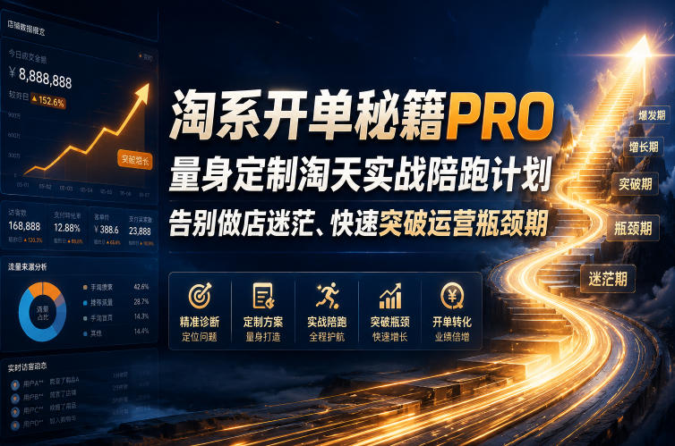 淘系开单秘籍PRO,量身定制淘天实战陪跑计划,告别做店迷茫、快速突破运营瓶颈期(更新20260728)-易工具