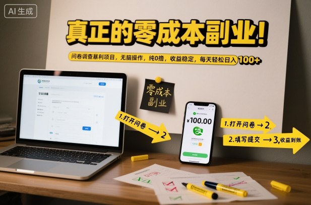 真正的零成本副业!问卷调查暴利项目,无脑操作,纯0撸,收益稳定,每天轻松日入100+【揭秘】-易工具