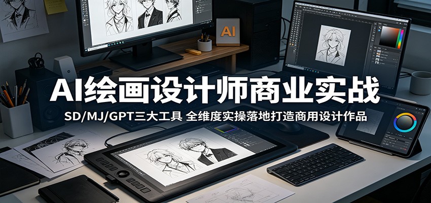 AI绘画设计师商业实战:SD/MJ/GPT三大工具,全维度实操落地打造商用设计作品-易工具