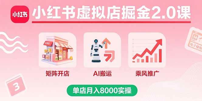 图片[1]-（15929期）小红书虚拟店掘金2.0课，矩阵开店+AI搬运+乘风推广，单店月入8000实操-易工具
