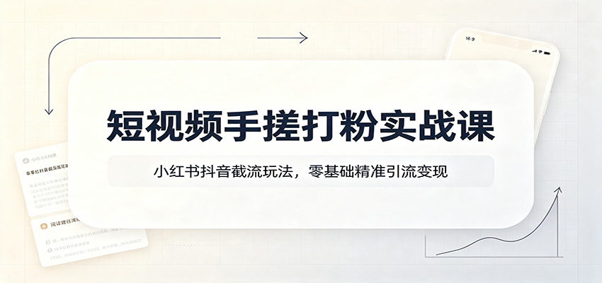 短视频手搓打粉实战课:小红书抖音截流玩法,零基础精准引流变现-易工具