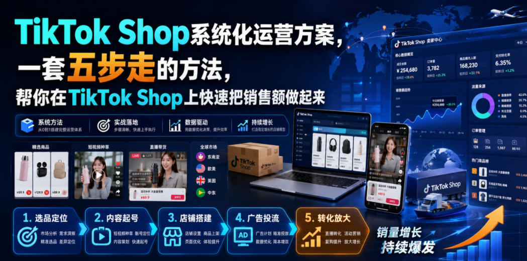 TikTok Shop系统化运营方案,一套五步走的方法,帮你在TikTok Shop上快速把销售额做起来【原创双语字幕】-易工具